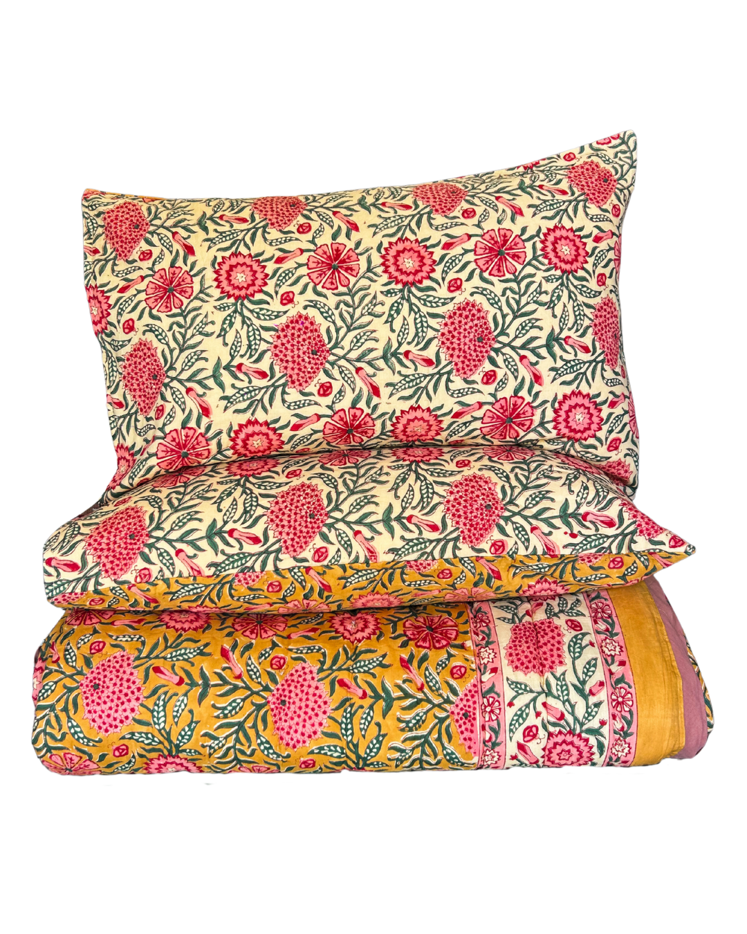 Mustard & Rose Blossom Quilt - King