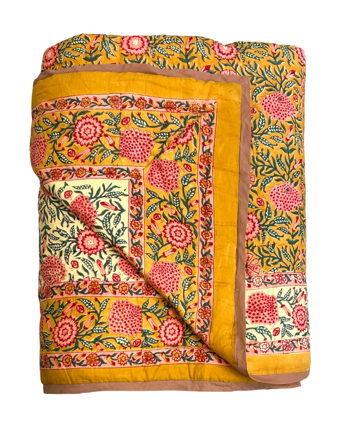 Mustard & Rose Blossom Quilt - King