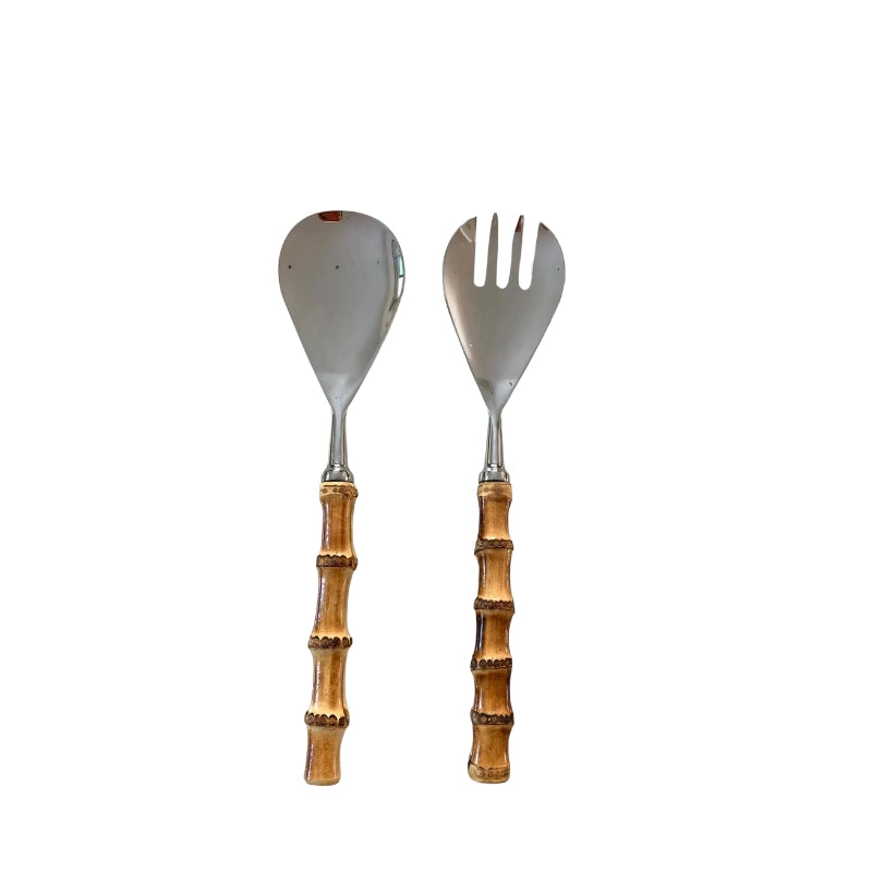 Sloane Bamboo Salad Server Set - Silver