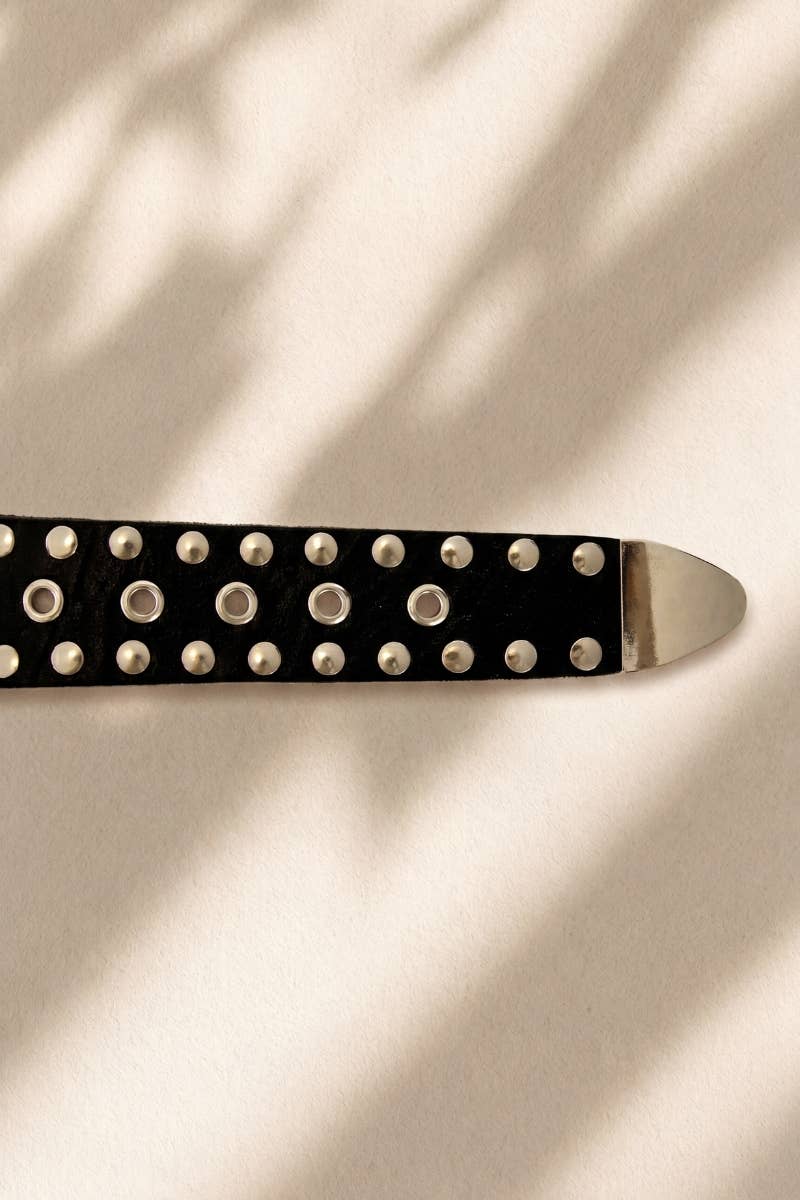 ATLAS black leather sash belt