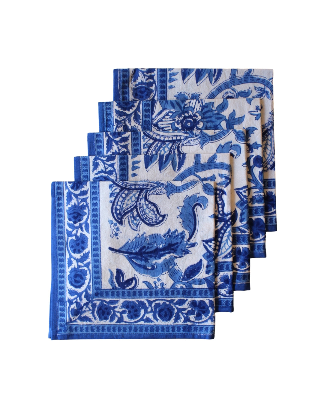 Blue Blockprint Placemats & Napkins Set of 6