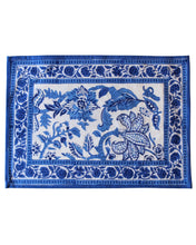 Load image into Gallery viewer, Blue Blockprint Placemats & Napkins Set of 6