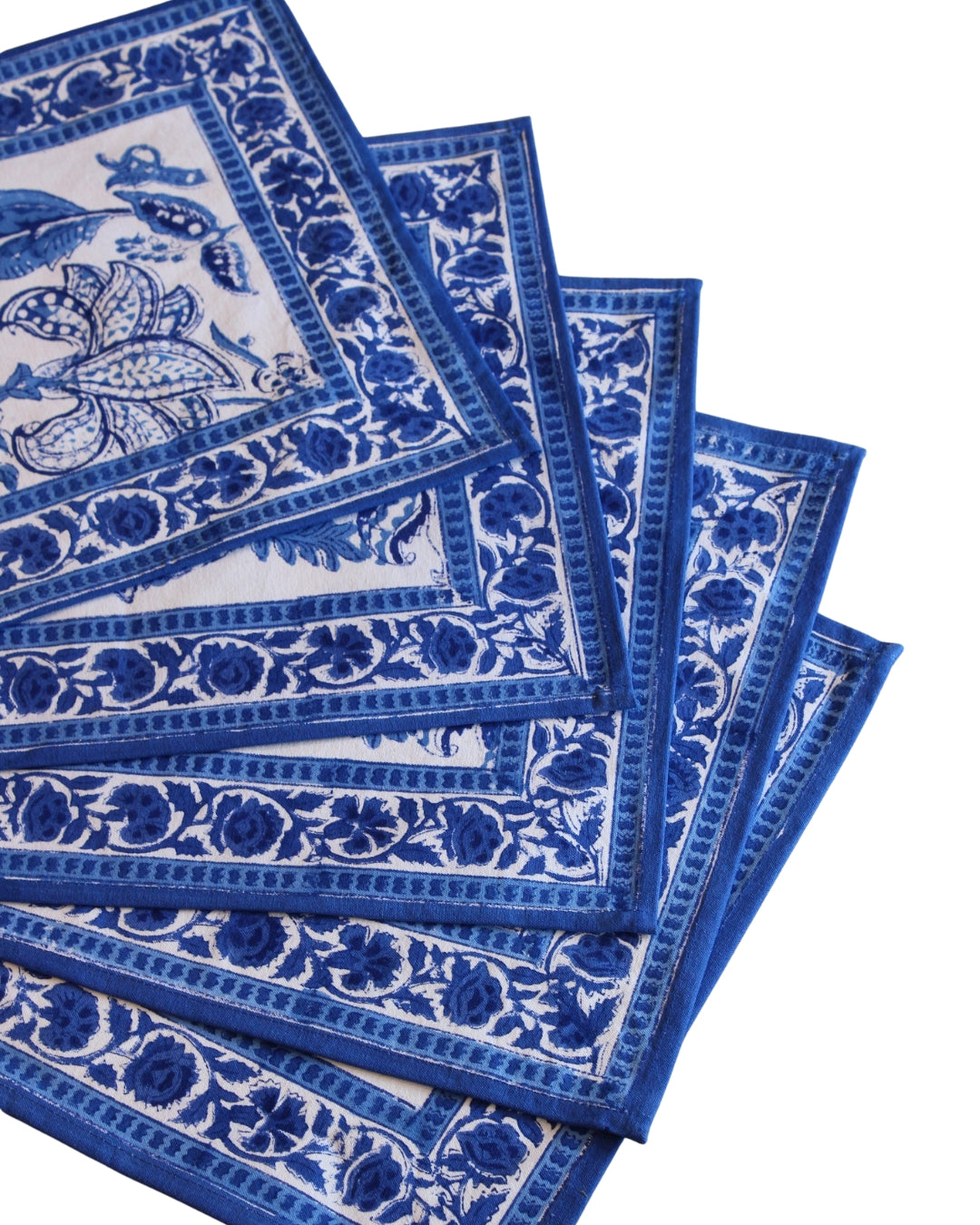 Blue Blockprint Placemats & Napkins Set of 6