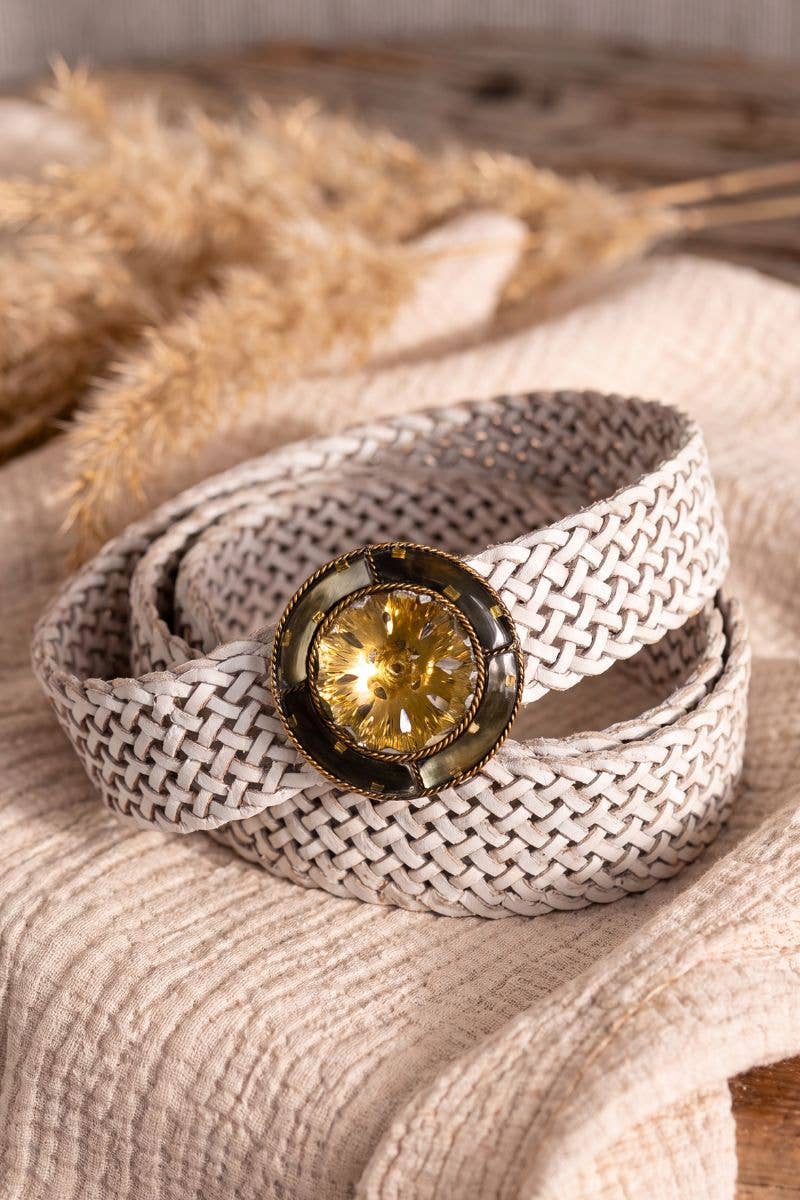 WIDE WHITE IMPE LEATHER BELT
