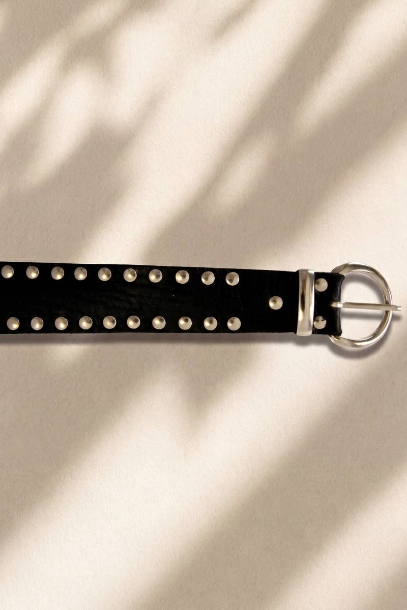ATLAS black leather sash belt