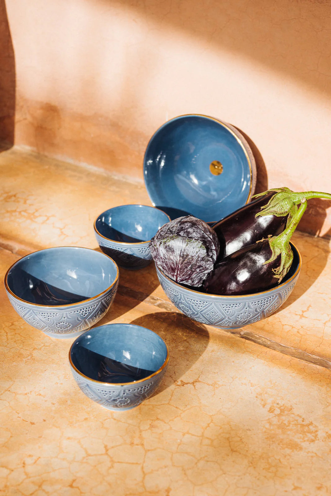 Empreinte Stone Blue Round Salad Bowl