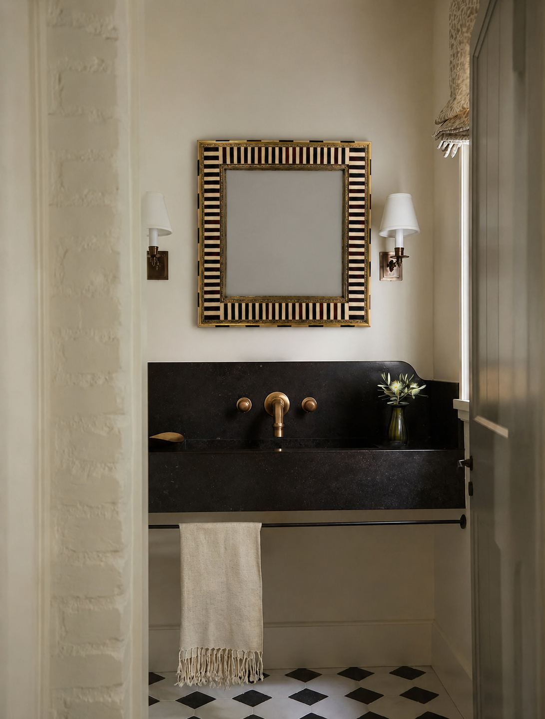 Amira Bone & Wood Mirror - 60x60cm