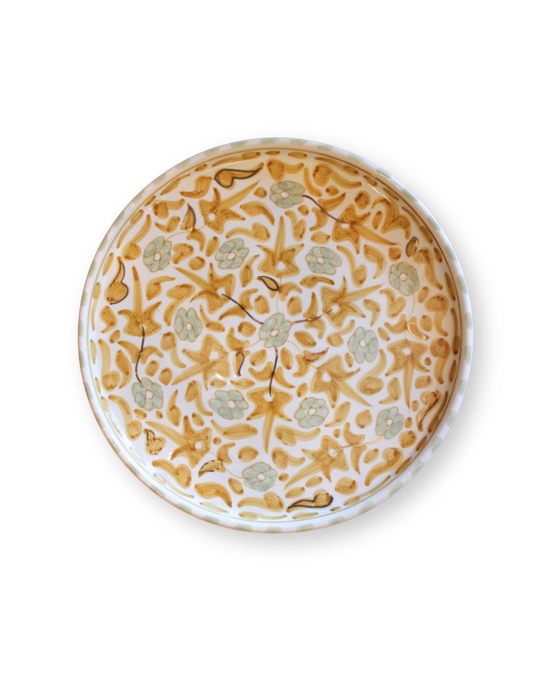 Fleur Mint & Gold Round Dish - Large