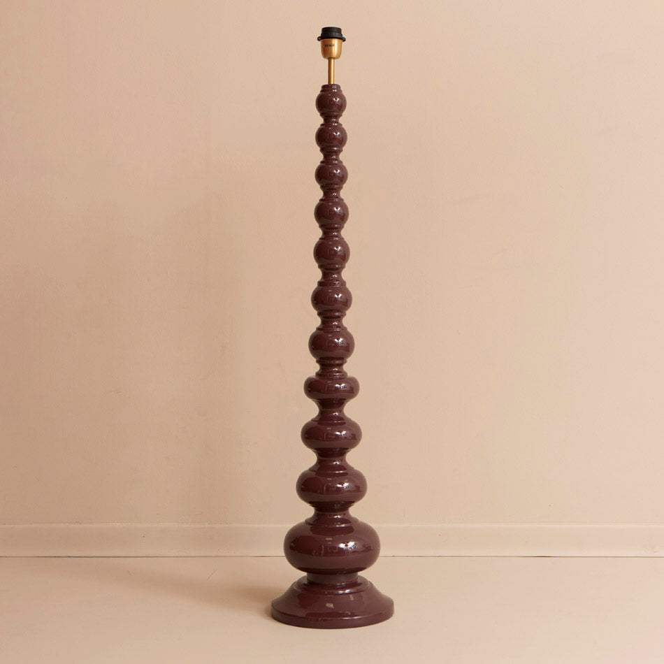 Wooden Bobbin Floor Lamp - Wine - Available On Order