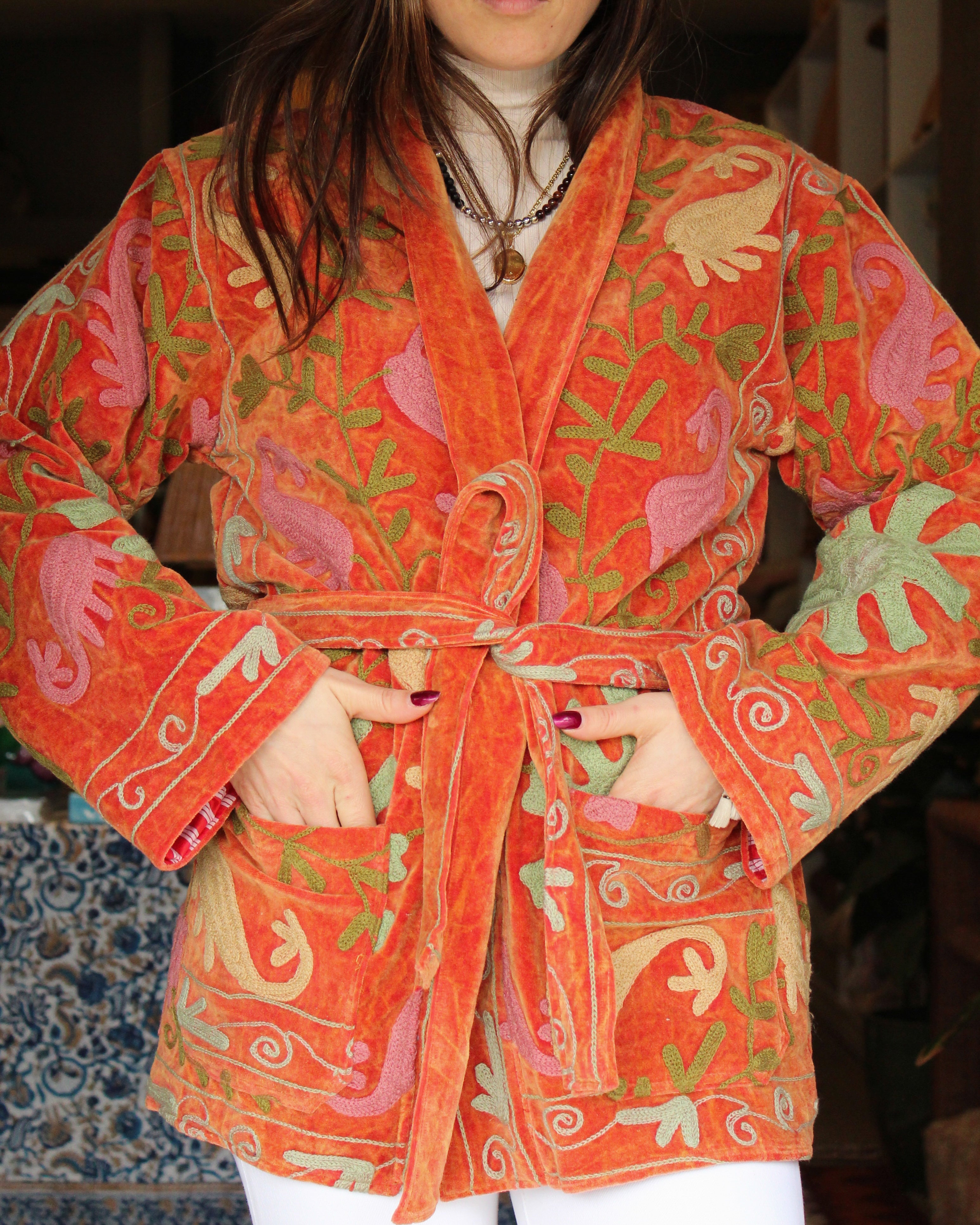 Heritage Velvet Jacket - Tangerine