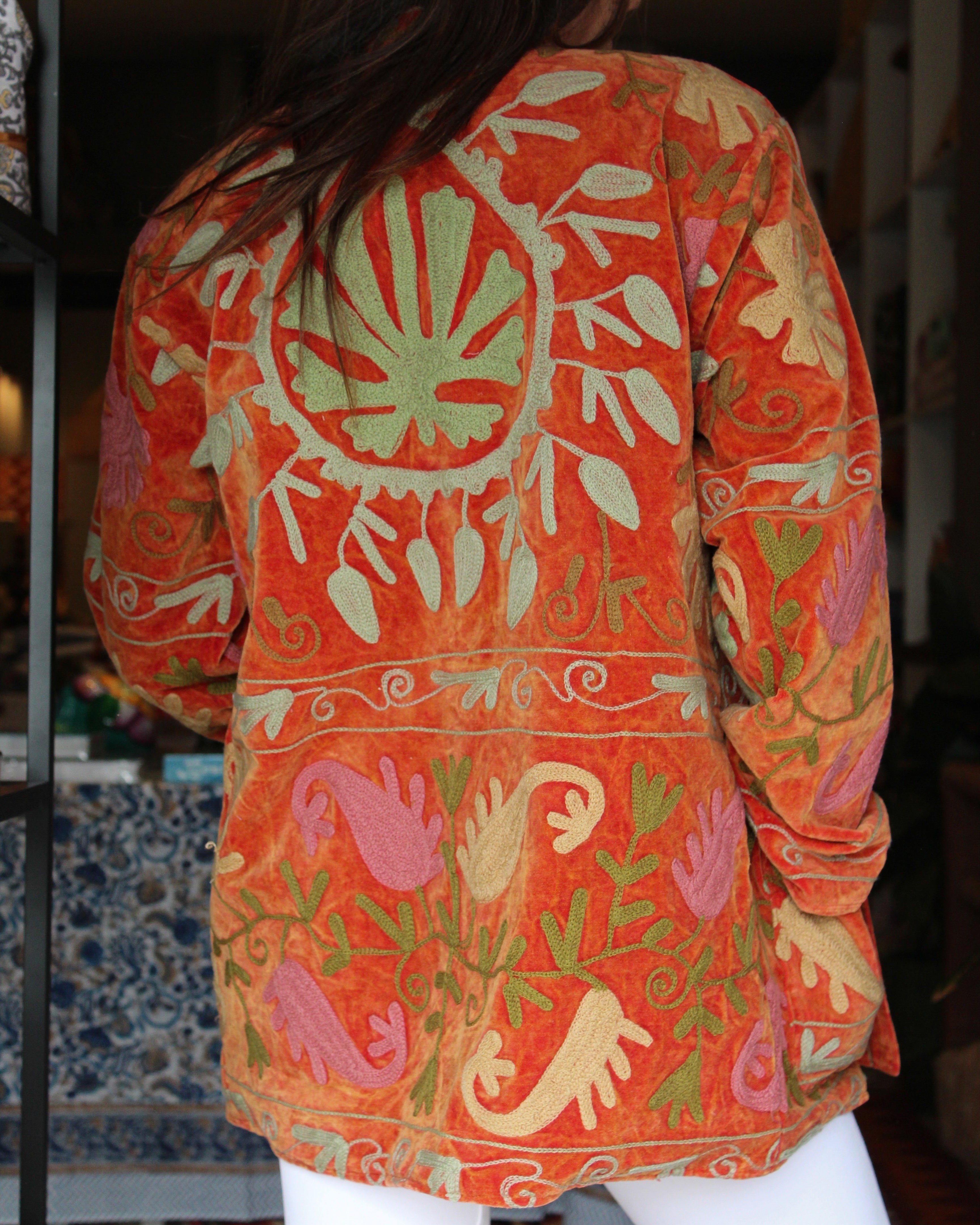 Heritage Velvet Jacket - Tangerine