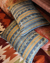 Load image into Gallery viewer, Loom Velvet Cushion Cover - Blue/Mustard