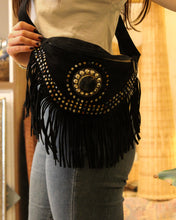 Load image into Gallery viewer, Suede Fringe Bum Bag - Black
