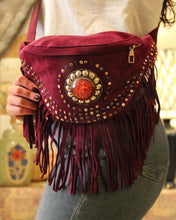 Load image into Gallery viewer, Suede Fringe Bum Bag - Maroon