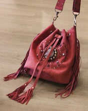 Load image into Gallery viewer, Suede Fringe Bucket Bag - Dusty Pink