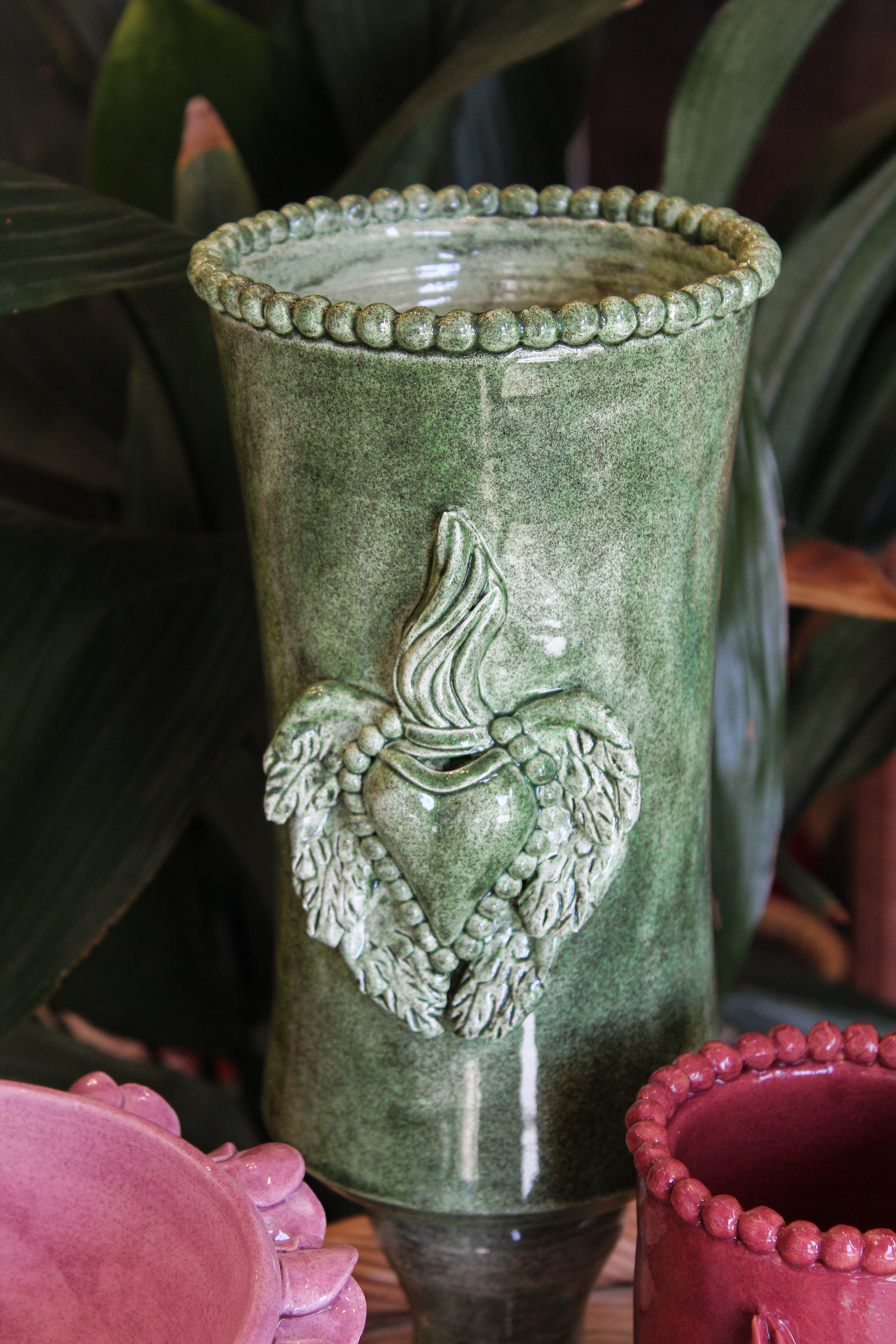 Cuore Pedestal Vase - Sage