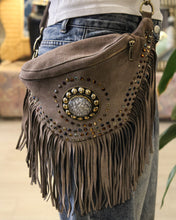 Load image into Gallery viewer, Suede Fringe Bum Bag - Taupe
