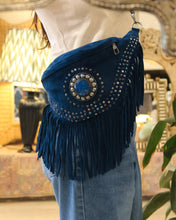 Load image into Gallery viewer, Suede Fringe Bum Bag - Navy Blue