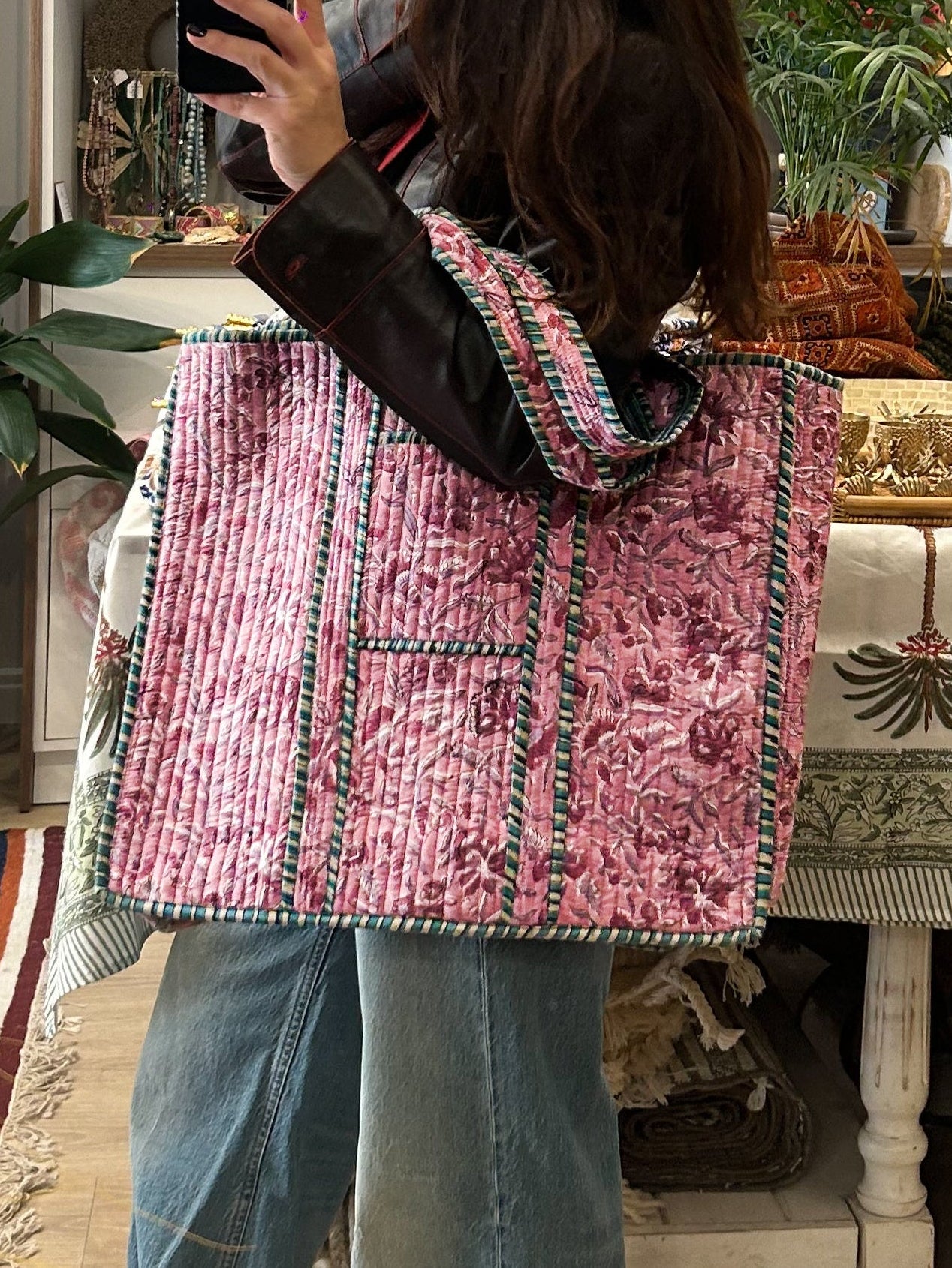 Blockprint Bag - Lilac Floral