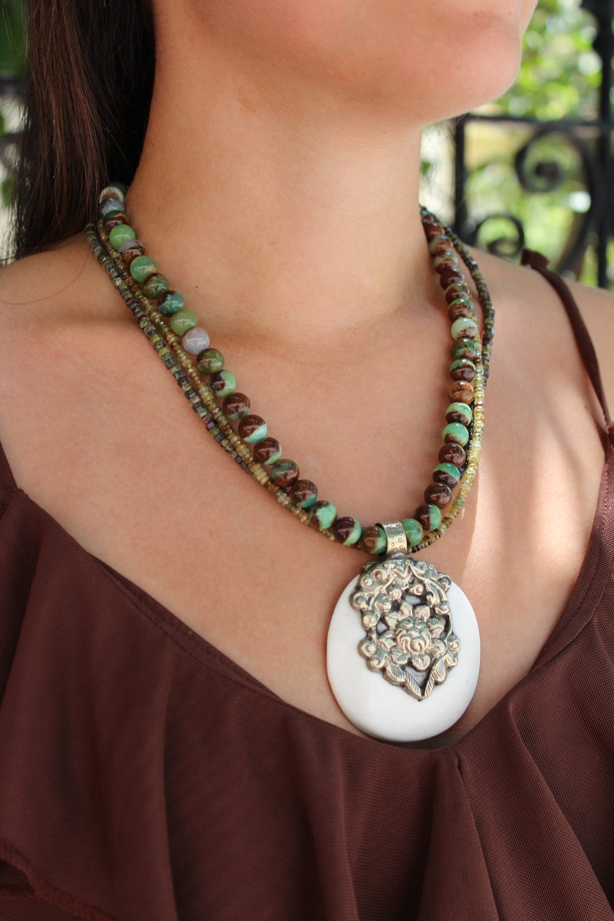 Shell Silver Chrysoprase Necklace
