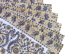 Load image into Gallery viewer, Yellow Blockprint placemats - Set of 6