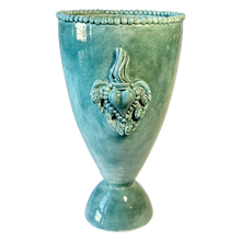 Load image into Gallery viewer, Cuore Ovoid Pedestal Vase (L) - Cyan