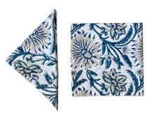 Load image into Gallery viewer, Blue Blockprint Napkins - Set of 6
