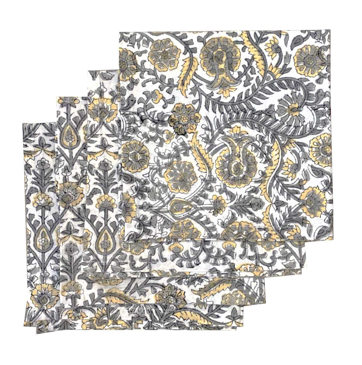 Yellow Blockprint Napkins - Set of 5