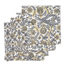 Load image into Gallery viewer, Yellow Blockprint Napkins - Set of 5