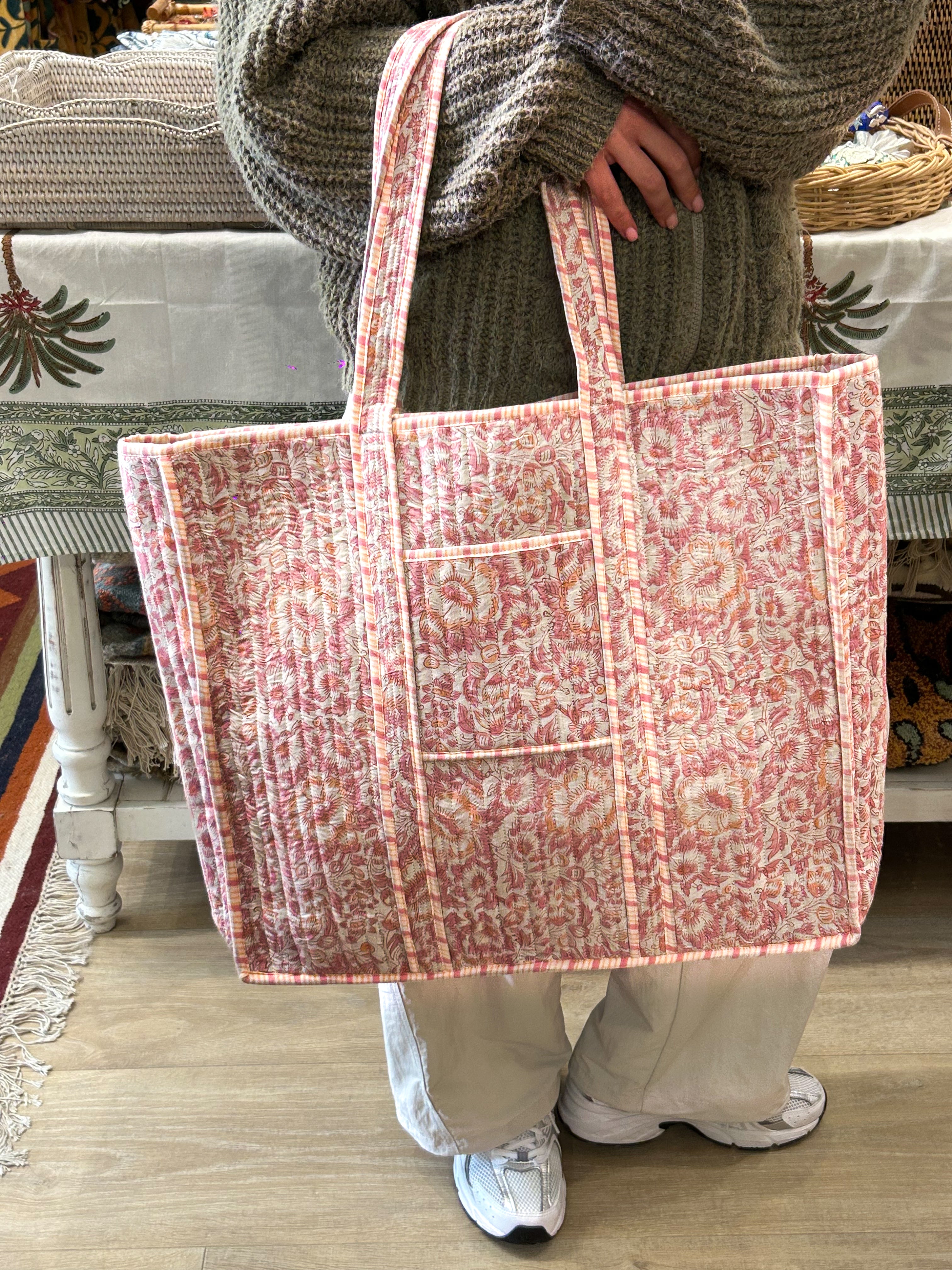 Blockprint Bag - Blush Floral