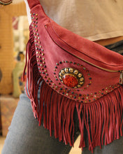 Load image into Gallery viewer, Suede Fringe Bum Bag - Dusty Pink