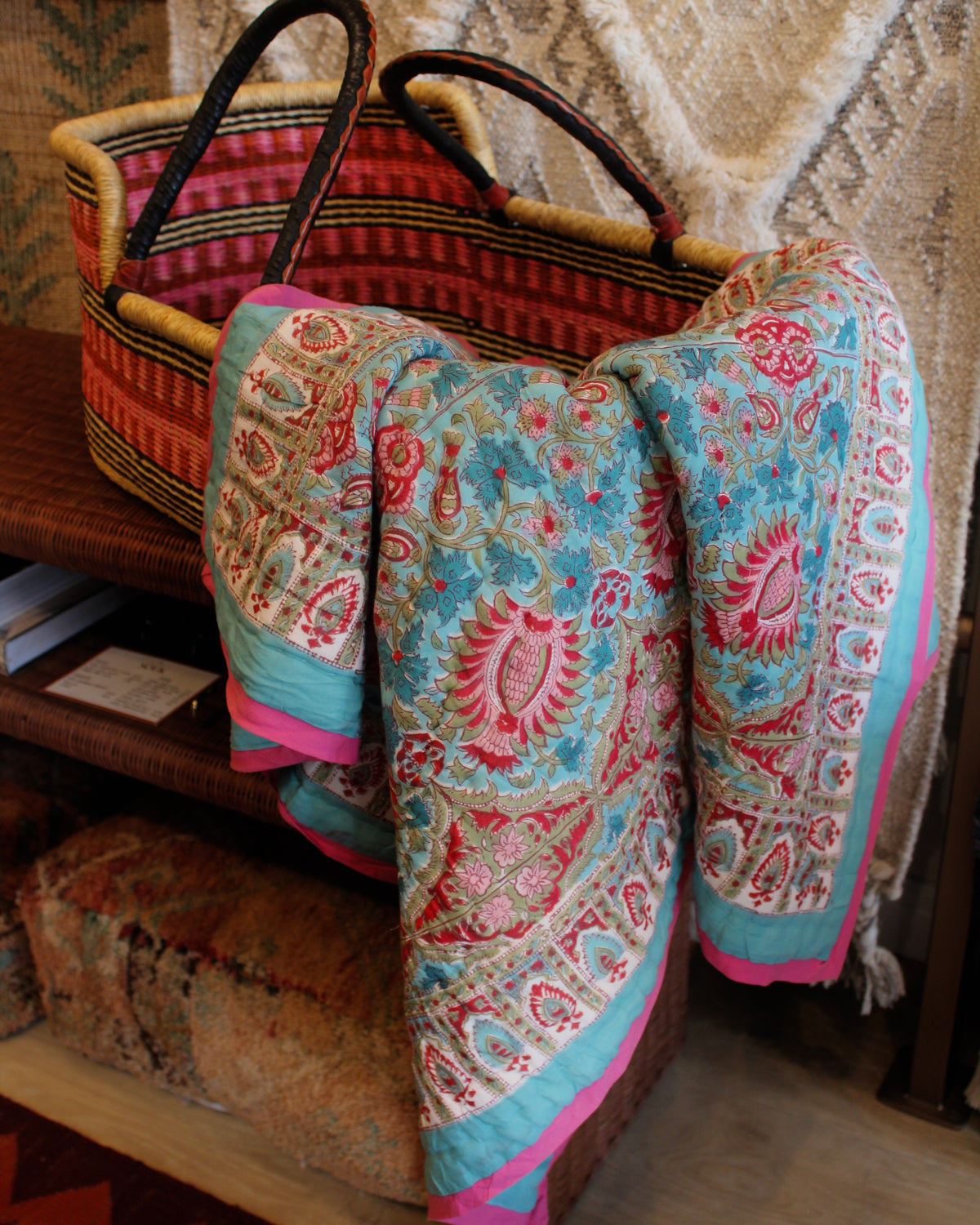 Teal & Rose Garden Baby Quilt