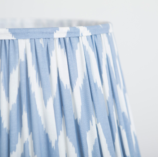 Ikat Blue Pleated Lampshade - Medium