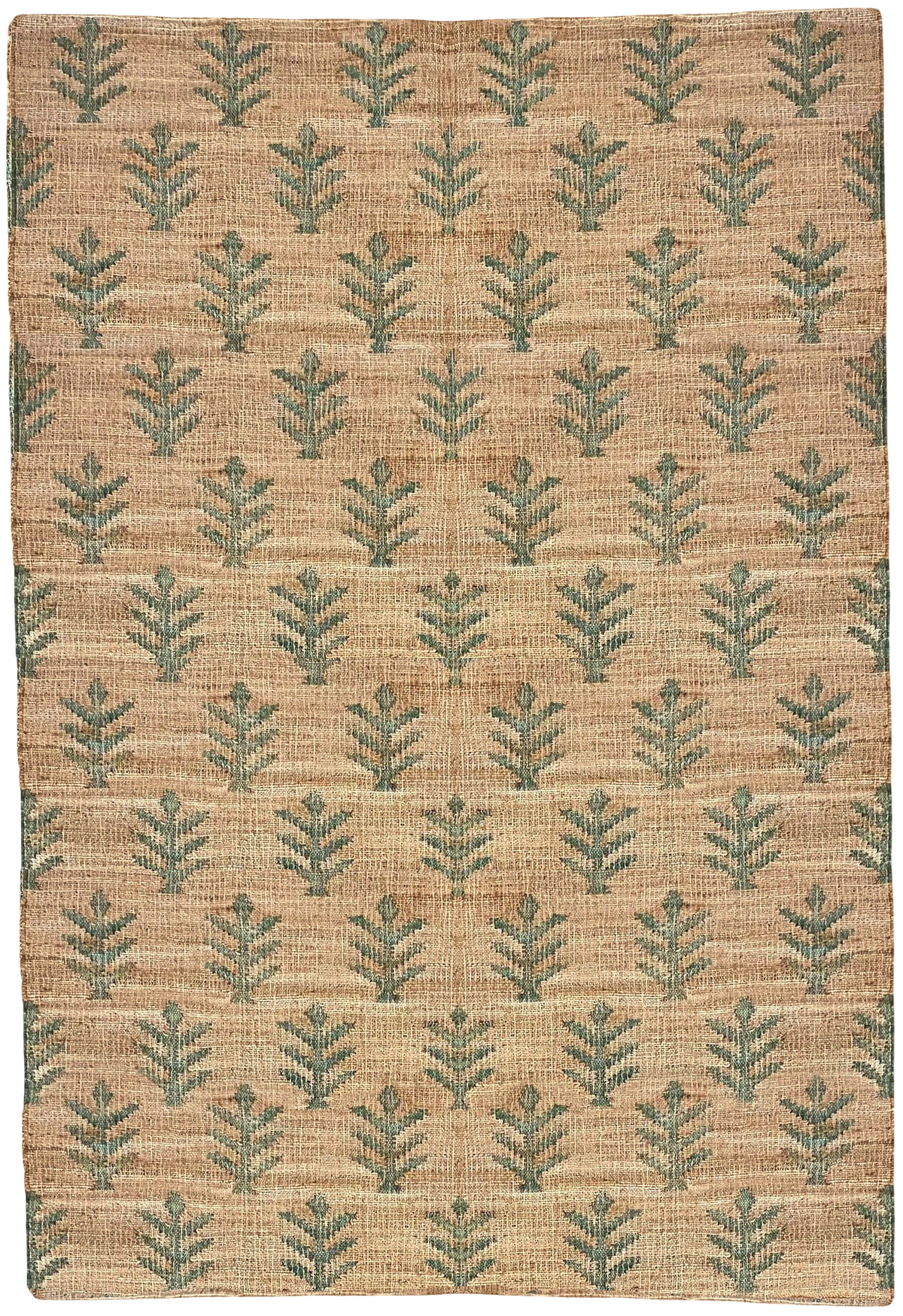 Jute Motif Rug - Natural / Green 180 x 270cm