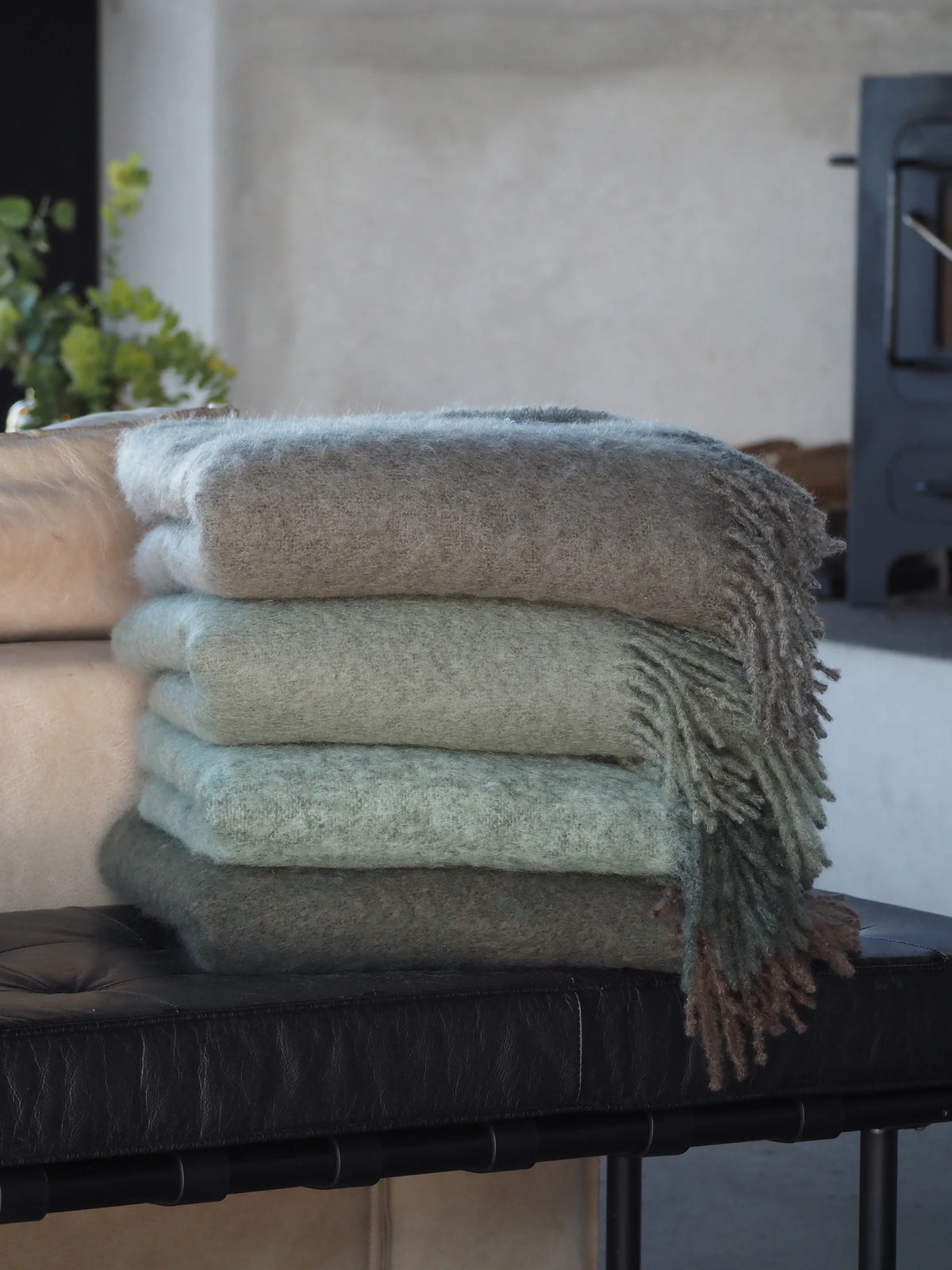Mohair Blanket Moss & Green Melange