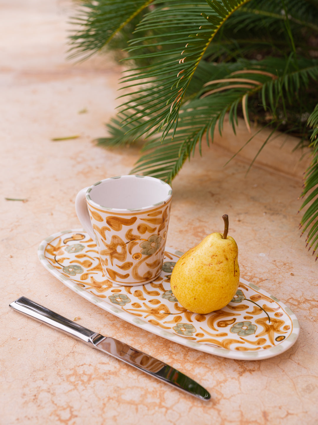 Fleur Mint & Gold Oval Dish - Small