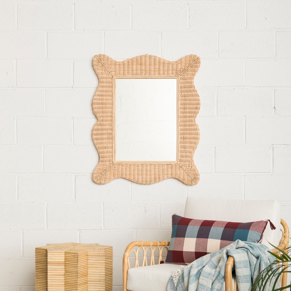 Ripple Rattan Mirror
