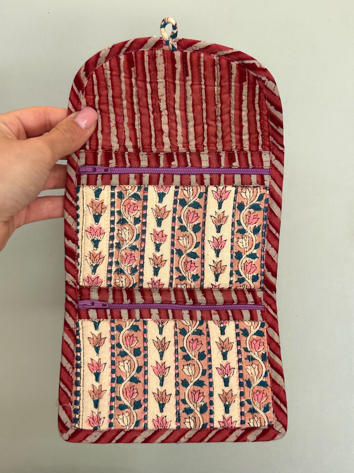 Blockprint Wallet - Pink & Blue Floral