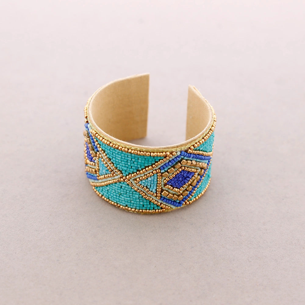 Beaded Cuff Bracelet Azzuro