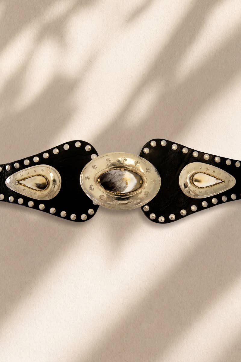 ATLAS black leather sash belt
