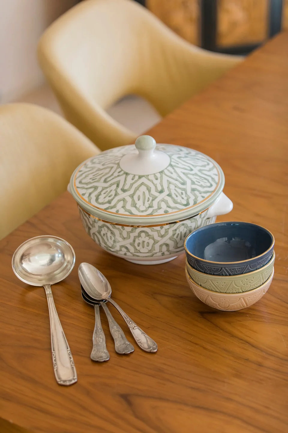 Fassia Mint & Gold Soup Bowl