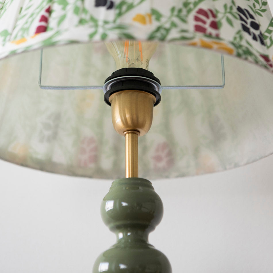 Wooden Bobbin Table Lamp - Sea Green