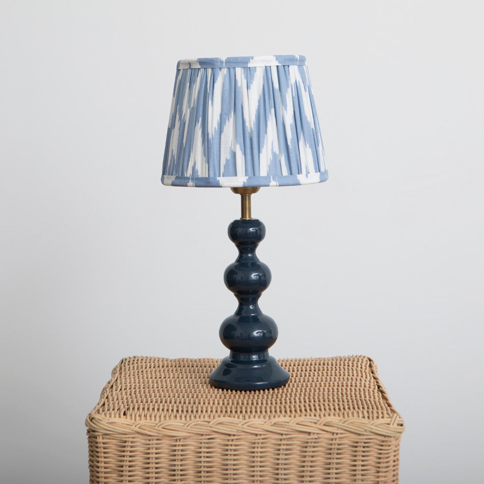 Wooden Bobbin Mini Table Lamp - Indigo