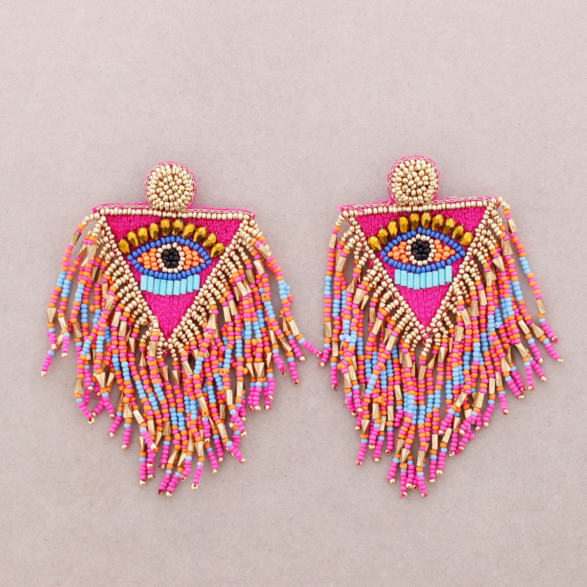 Evil Eye Earrings Fuchsia