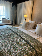 Load image into Gallery viewer, Green Jaipur Cotton Quilt - Queen