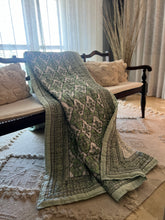 Load image into Gallery viewer, Green Jaipur Cotton Quilt - Queen