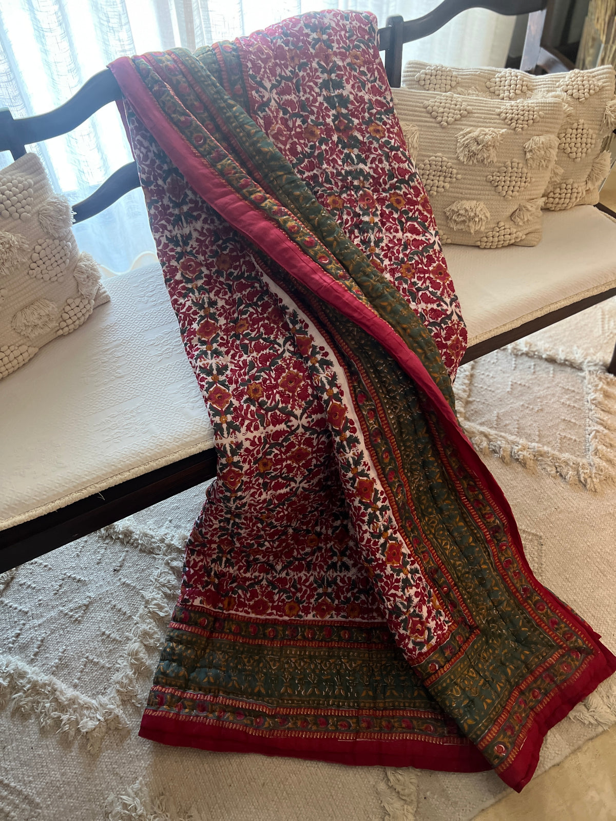Forest Pink Jaipur Cotton Quilt - King