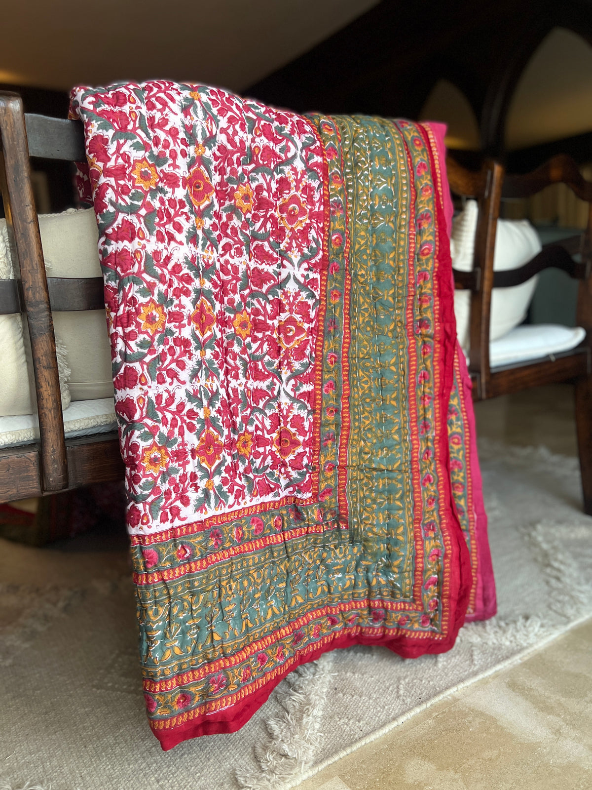Forest Pink Jaipur Cotton Quilt - King