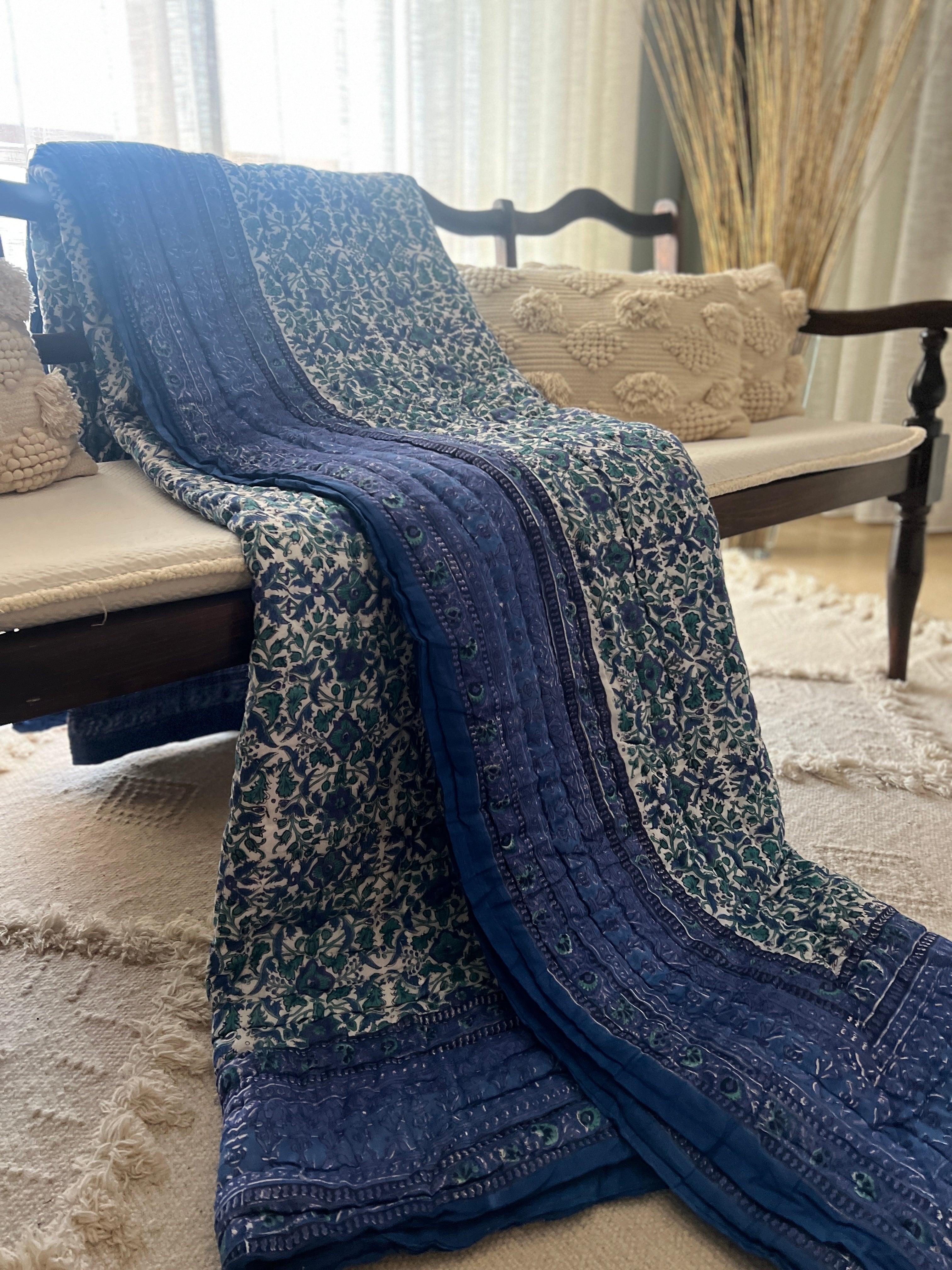 Green Blue Forest Quilt - King