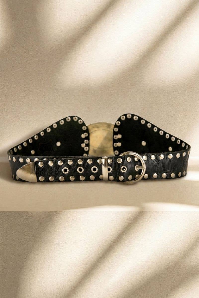 ATLAS black leather sash belt